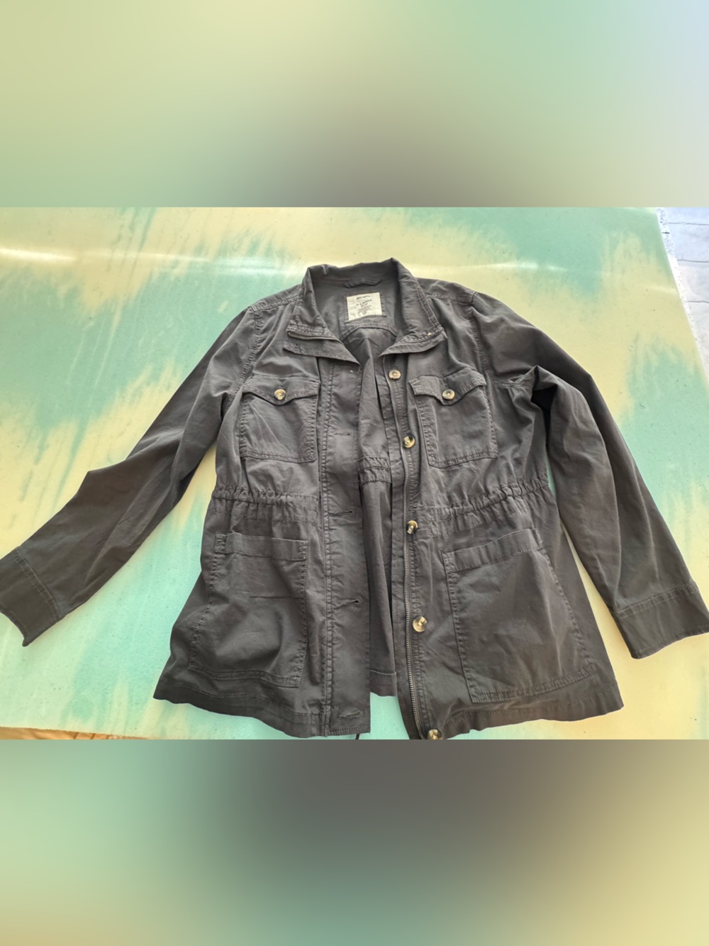 Women’s Blue Utility Jacket - Casual Drawstring Waist